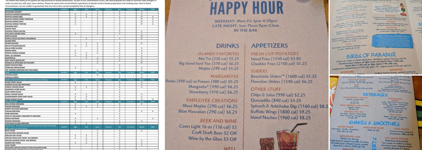 Islands Restaurant Irvine Culver Menu