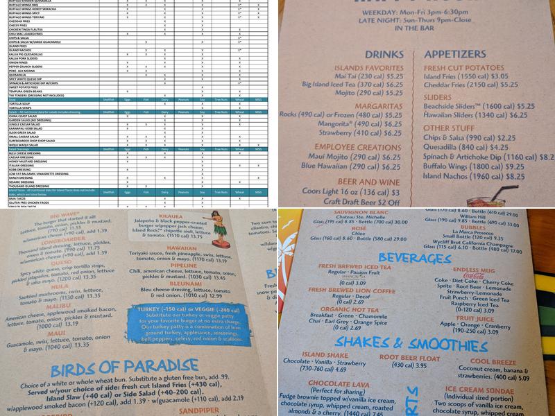Islands Restaurant Irvine Culver Menu