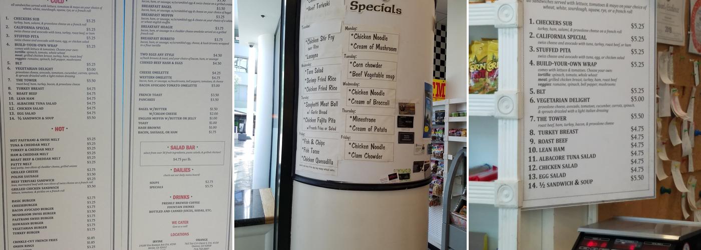 Checkers Menu
