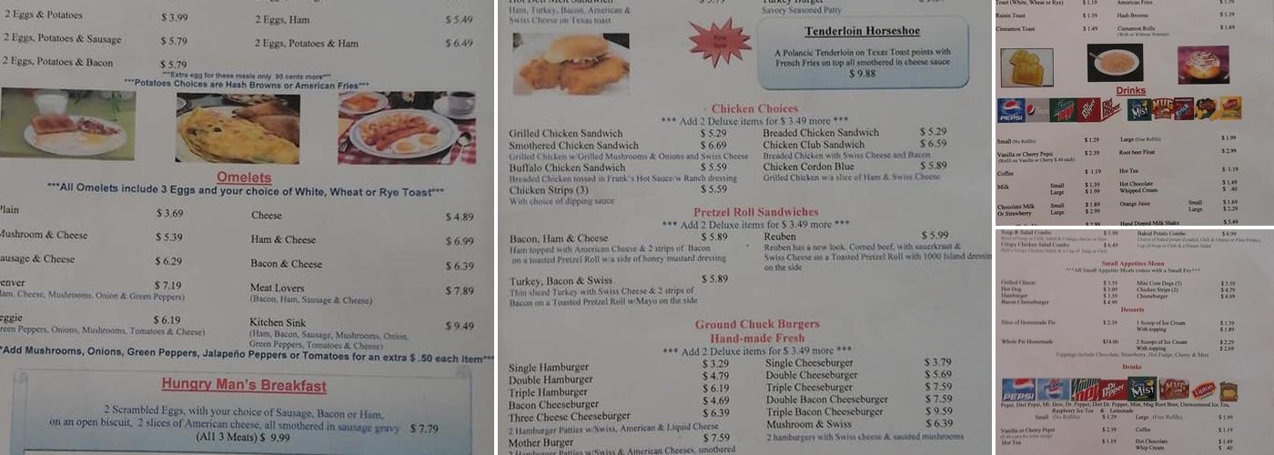 Stevens WestSide Cafe Menu