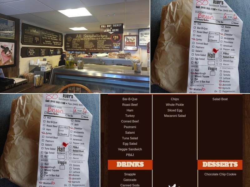 Ruby's Sandwich Saloon Menu