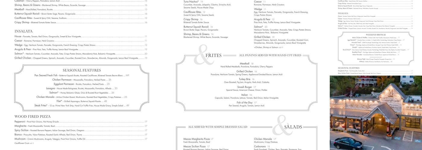 M Italian Menu