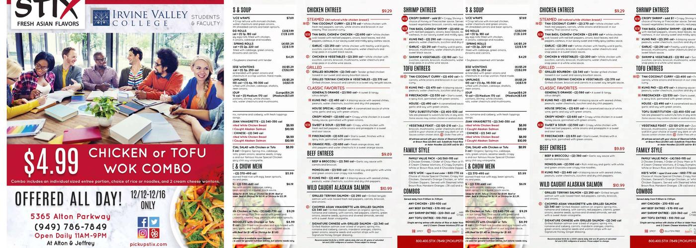 Pick Up Stix Fresh Asian Flavors Menu