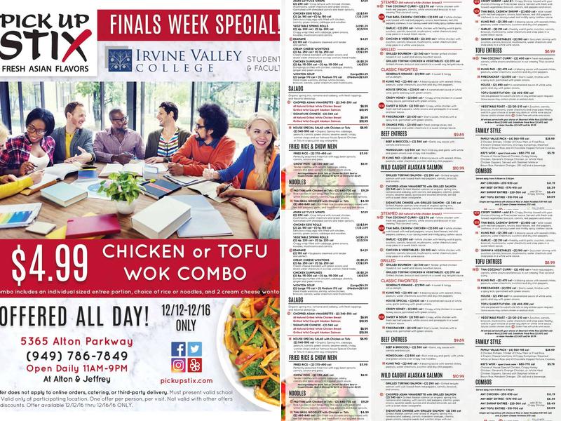 Pick Up Stix Fresh Asian Flavors Menu