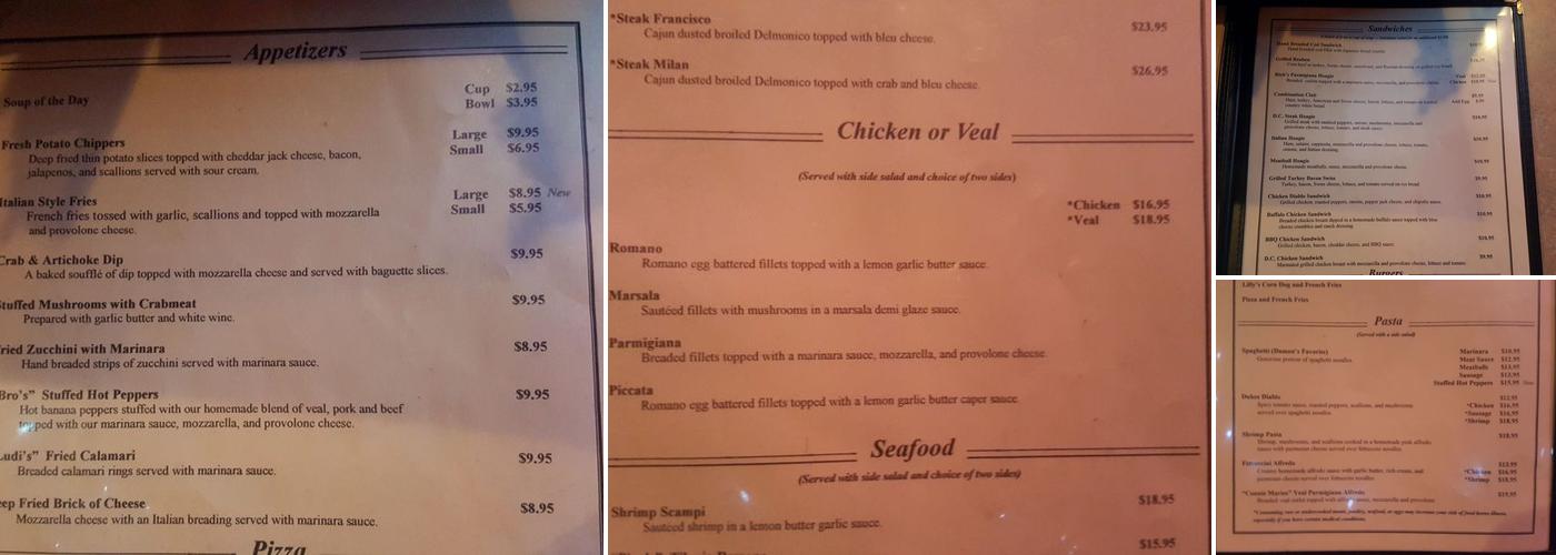 Dukes Cafe Menu