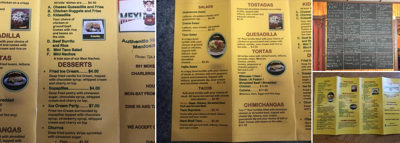 MEXI TACO Menu