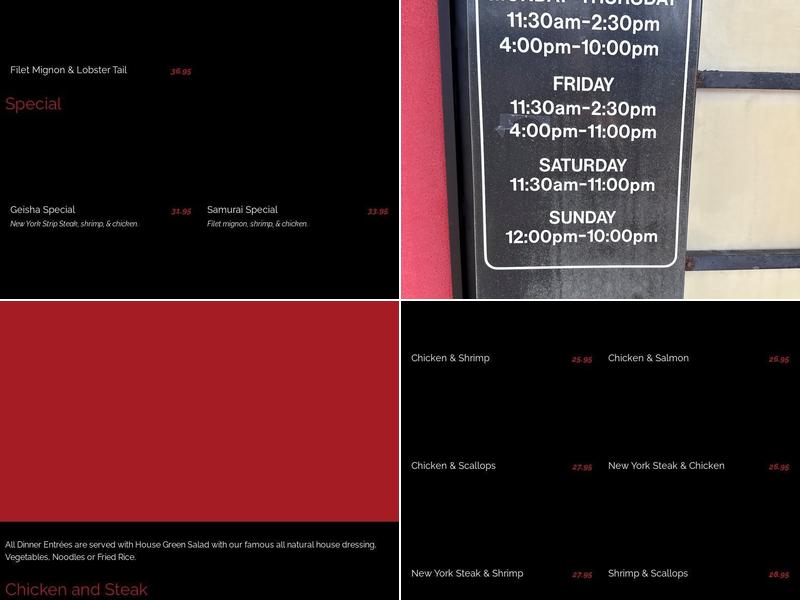 Fusion Japanese Steak House Menu