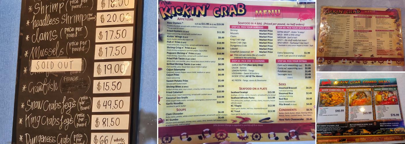 The Kickin' Crab Menu