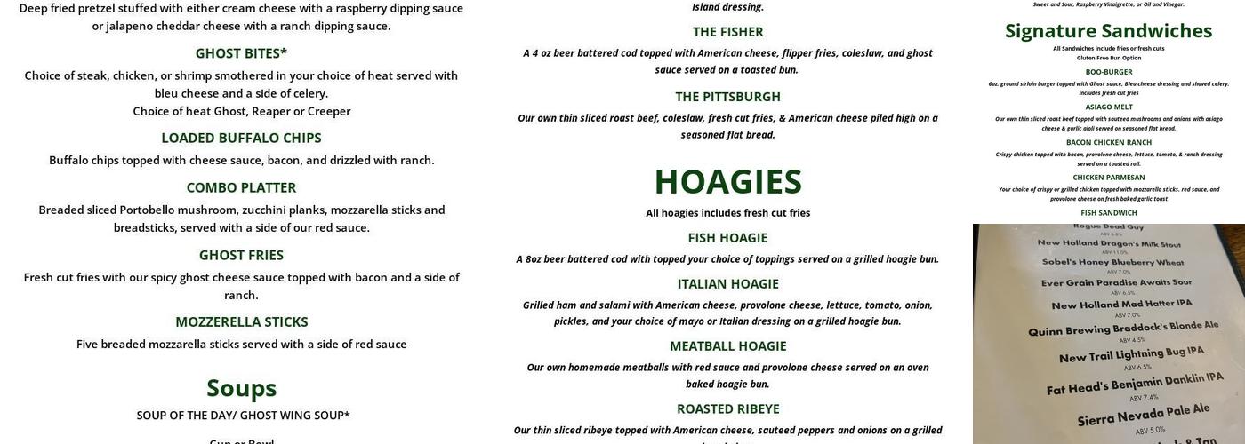 Paci's Lounge & Dining Room Menu