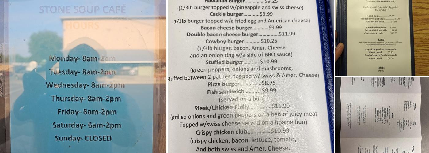 Stone Soup Cafe Menu