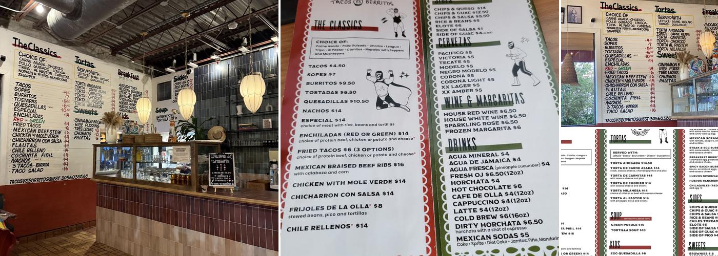 Tacos vs. Burritos Cantina Menu