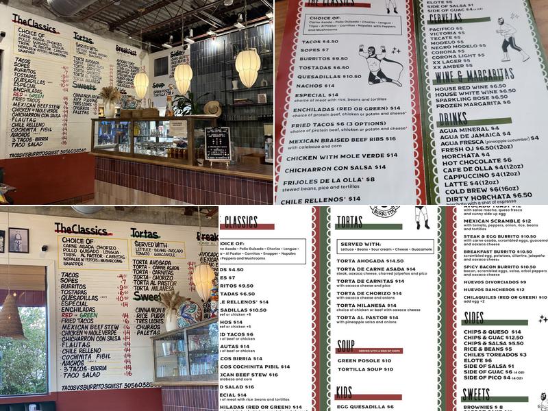 Tacos vs. Burritos Cantina Menu