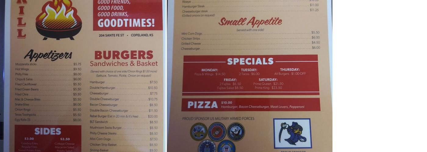 GOODTIMES GRILL Menu