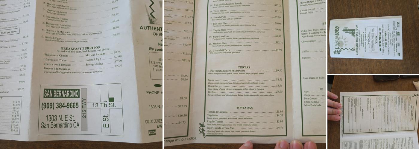El Taco Loro Menu