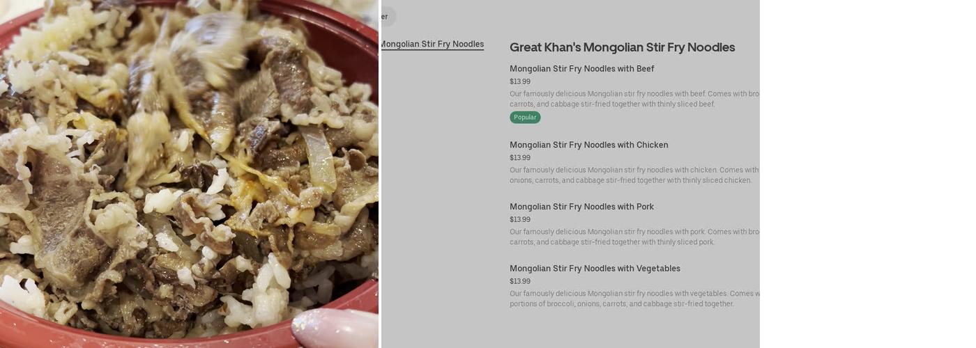 Great Khan's Mongolian Grill San Bernardino Menu