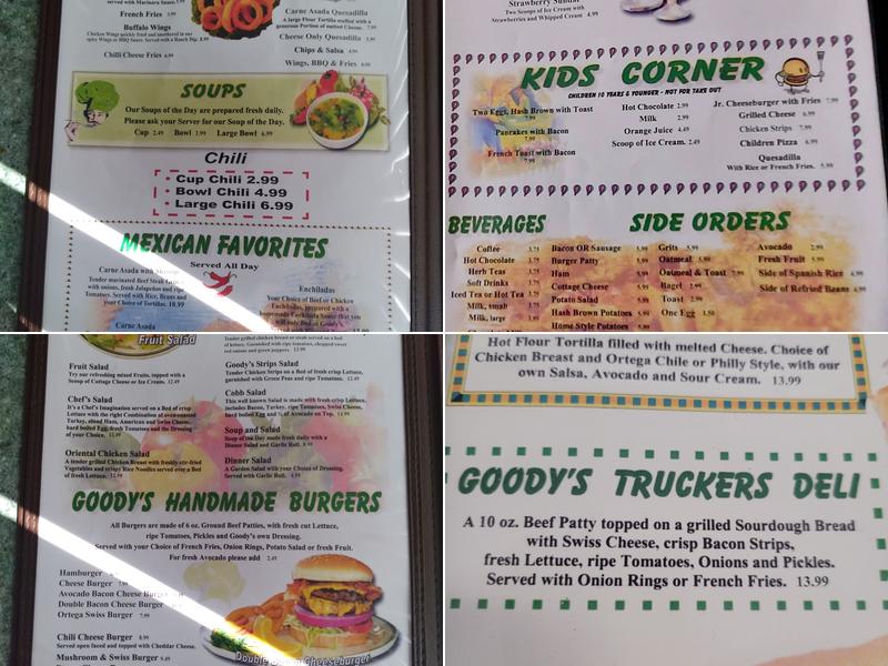 Goodys Menu
