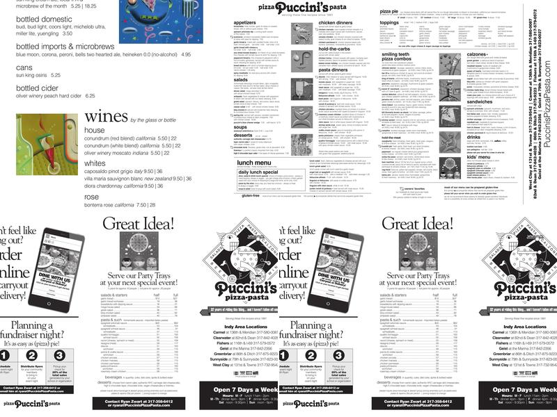 Puccini's Pizza Pasta-Boston Rd Menu