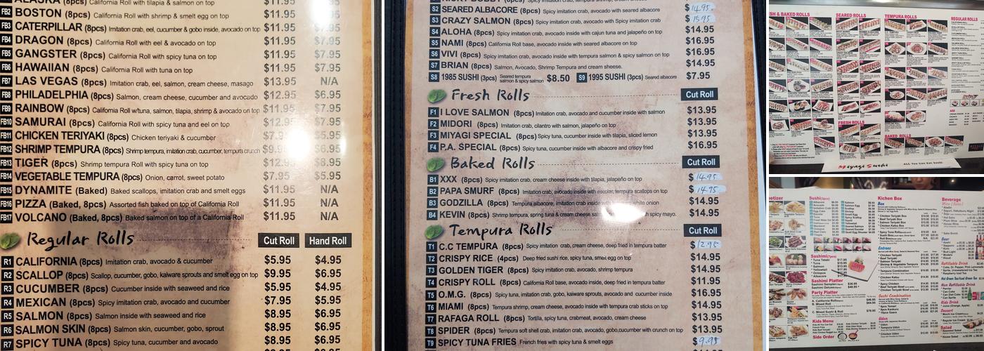 Miyagi Sushi Menu