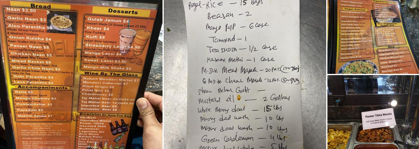 New Delhi Palace Cuisine of India San Bernardino Menu