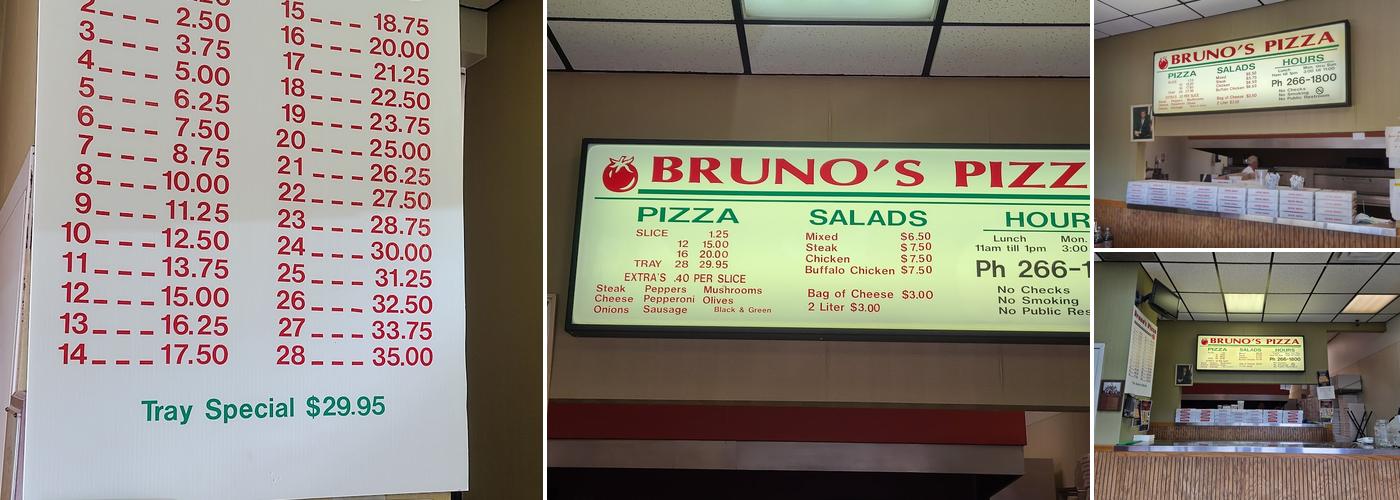 Bruno's Pizza Menu