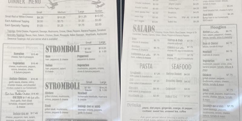 Pizza Casa Menu