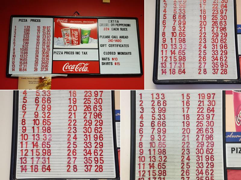 Patsy’s Pizza Menu