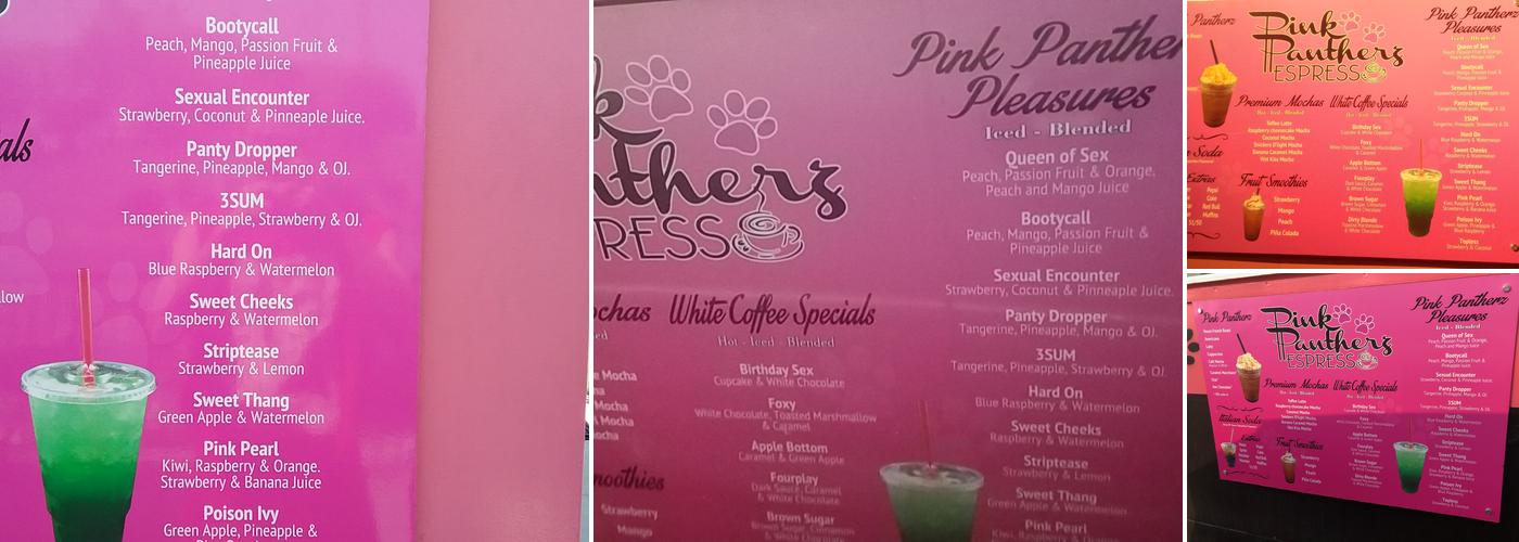 Pink Pantherz ESPRESSO Menu
