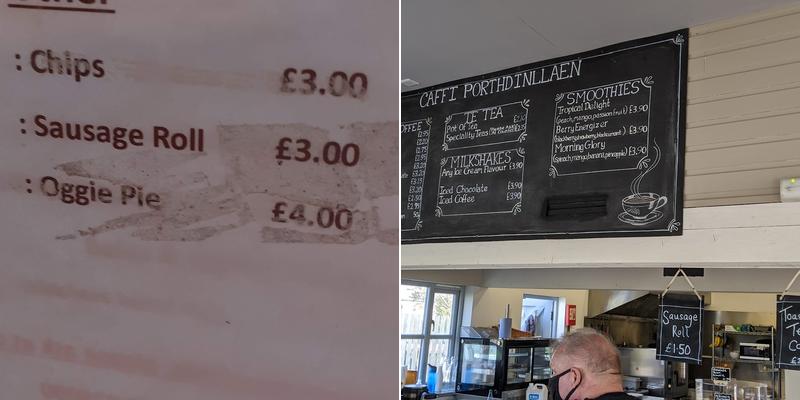 Caffi Porthdinllaen Menu
