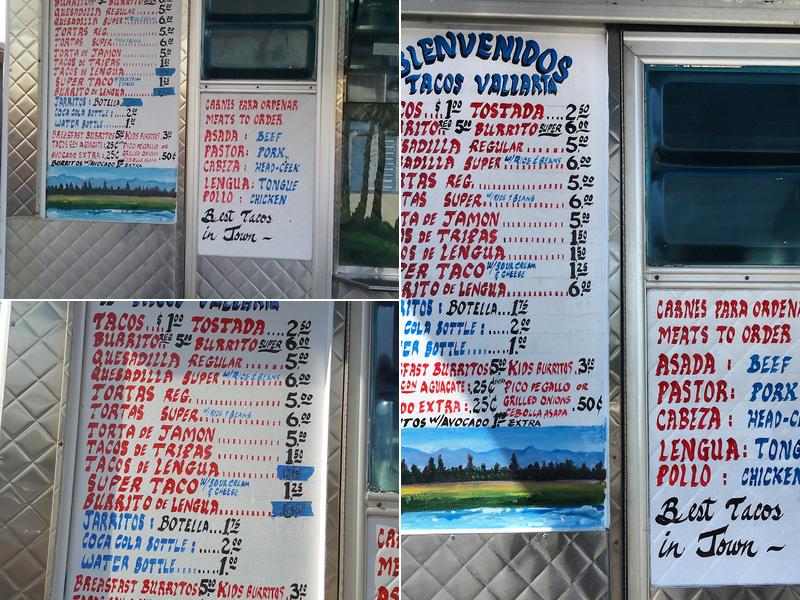 Tacos Vallarta Menu