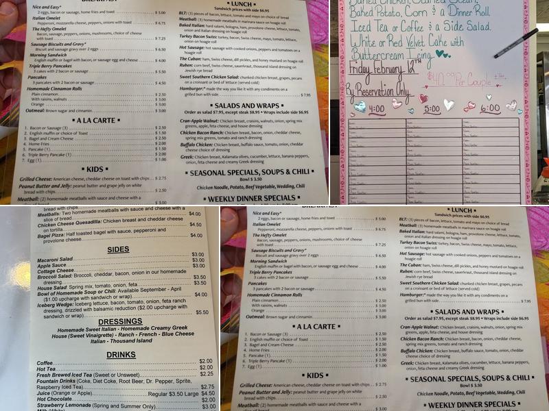 Main St. Cafe Menu