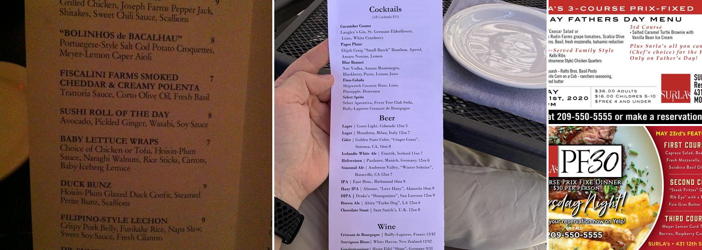 SURLA's Menu