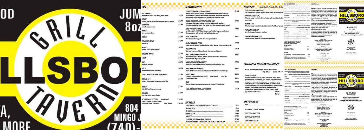 Hillsboro Grill & Tavern Menu