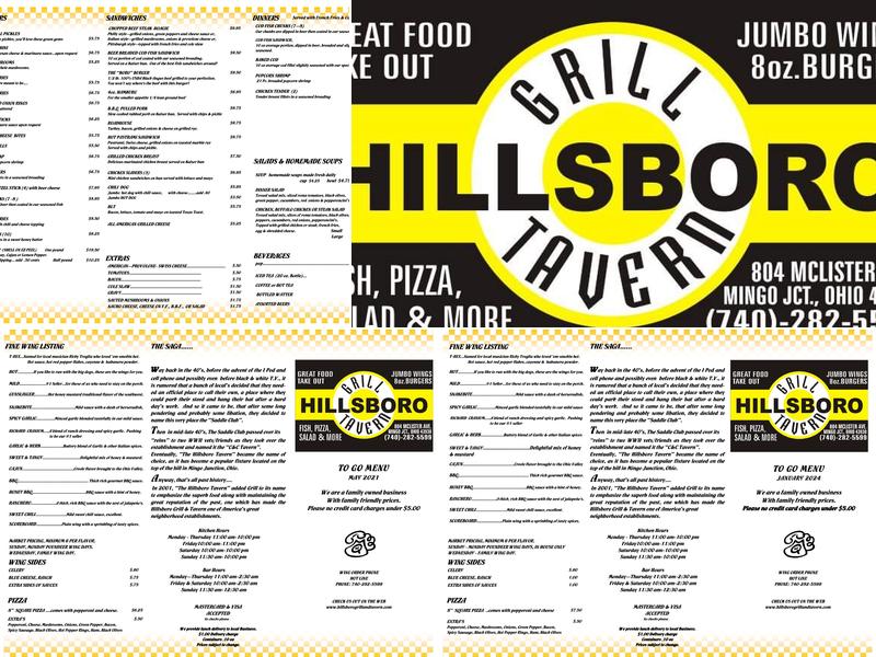 Hillsboro Grill & Tavern Menu