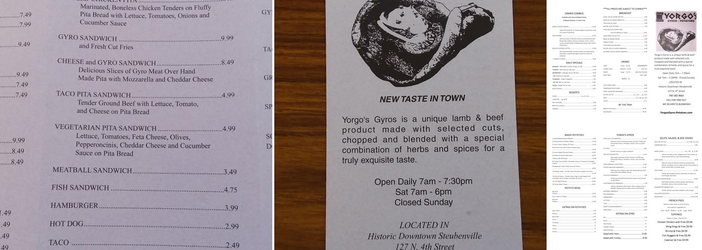 Yorgo's Gyros & Potatoes Menu