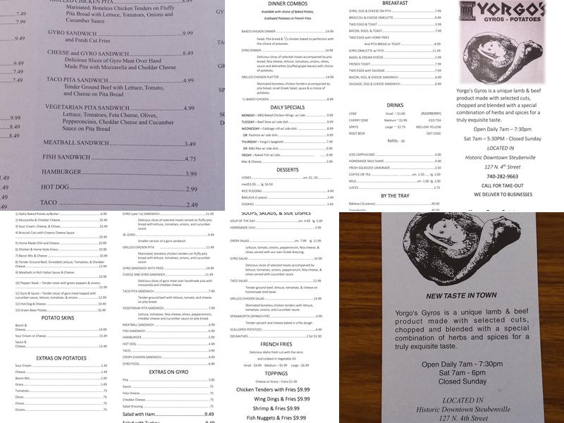 Yorgo's Gyros & Potatoes Menu
