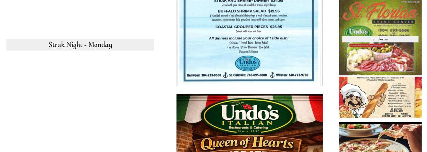 Undo's Restaurant Menu