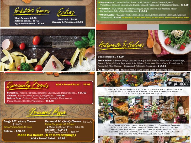 Undo's Restaurant Menu