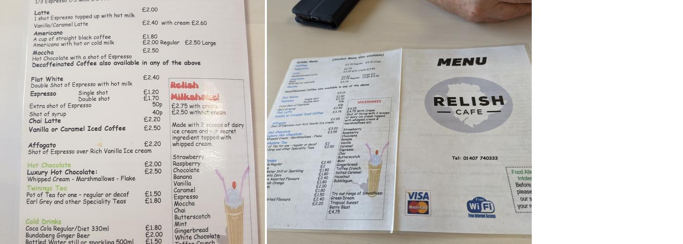 Relish Cafe & Sandwich Bar Menu