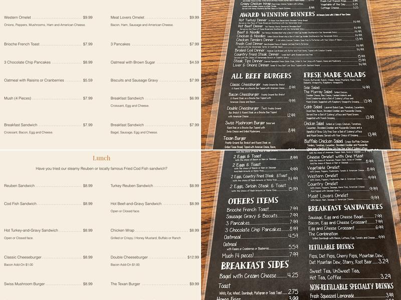 Murrays Restaurant Menu