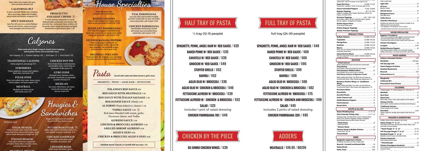 Yolanda's Pizza & Restaurant Menu