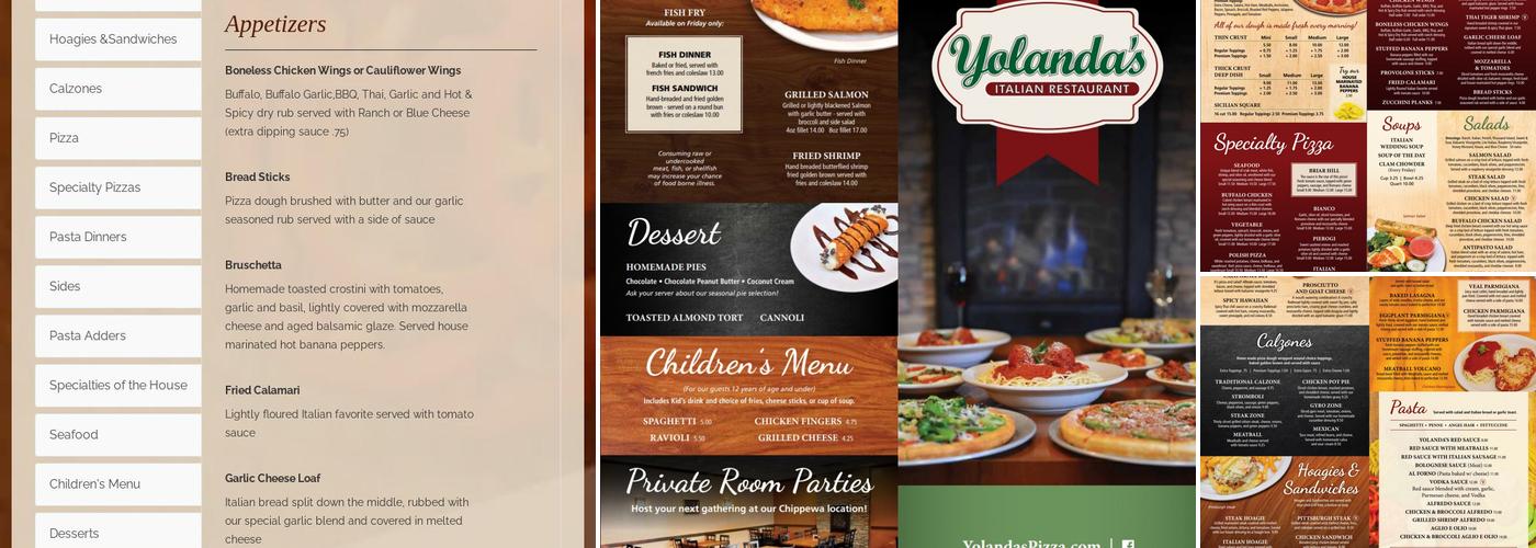 Yolanda's Pizza & Restaurant Menu