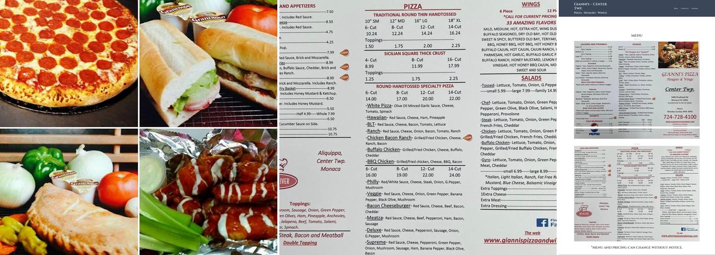 Gianni's Pizza - Center Twp. Menu