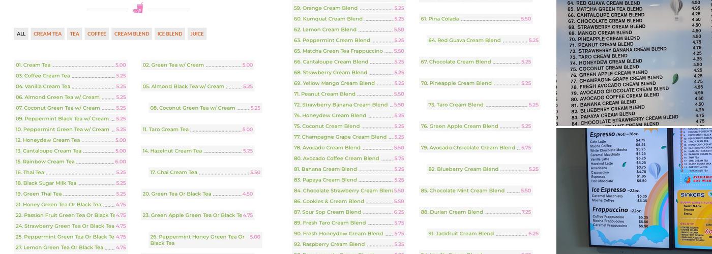 Tealicious Cafe Menu