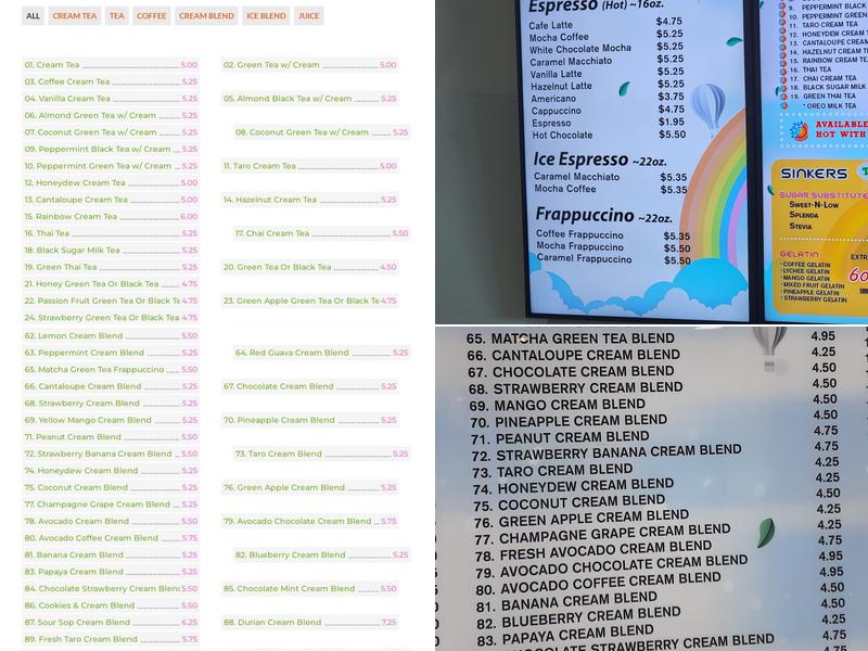 Tealicious Cafe Menu