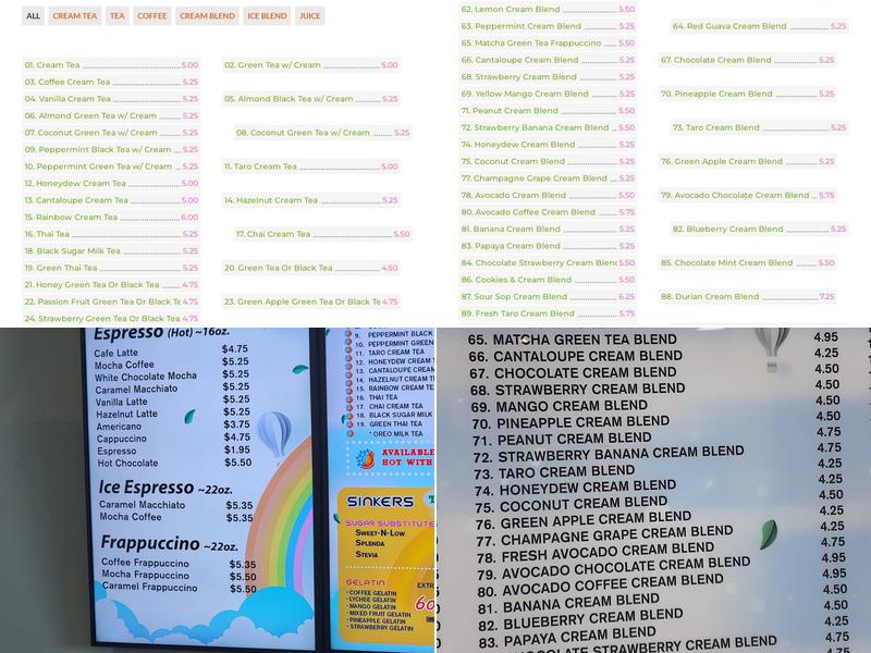 Tealicious Cafe Menu