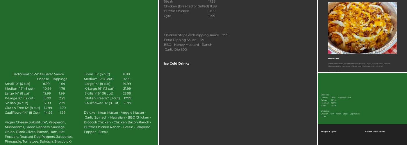Pizza Masters Menu