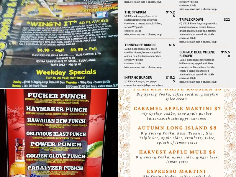 P-Dub’s Sports Bar Menu