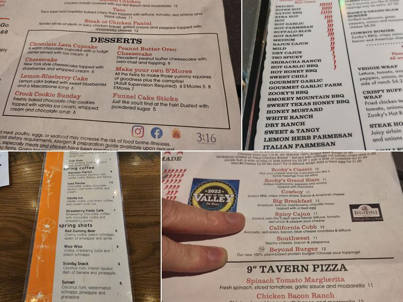 Zooky's Sports Tavern Menu