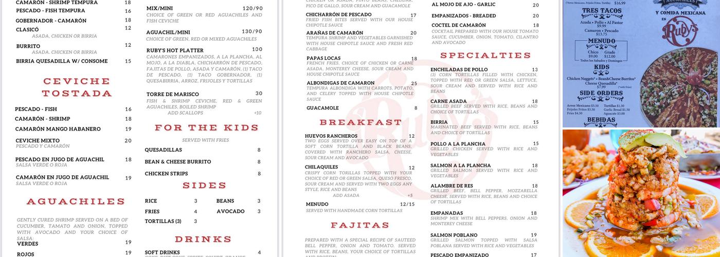 Ruby's Cafe Menu