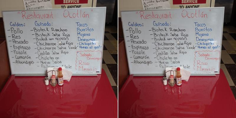 Ocotlán Restaurant Menu